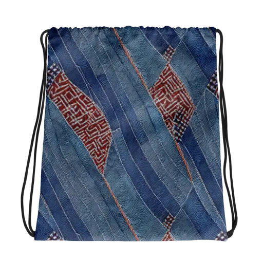 Denim Labyrinth on a Drawstring Bag