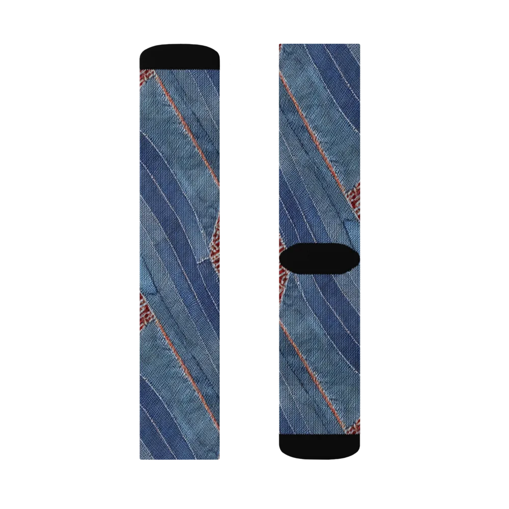 Denim Labyrinth on Socks — Right Sock