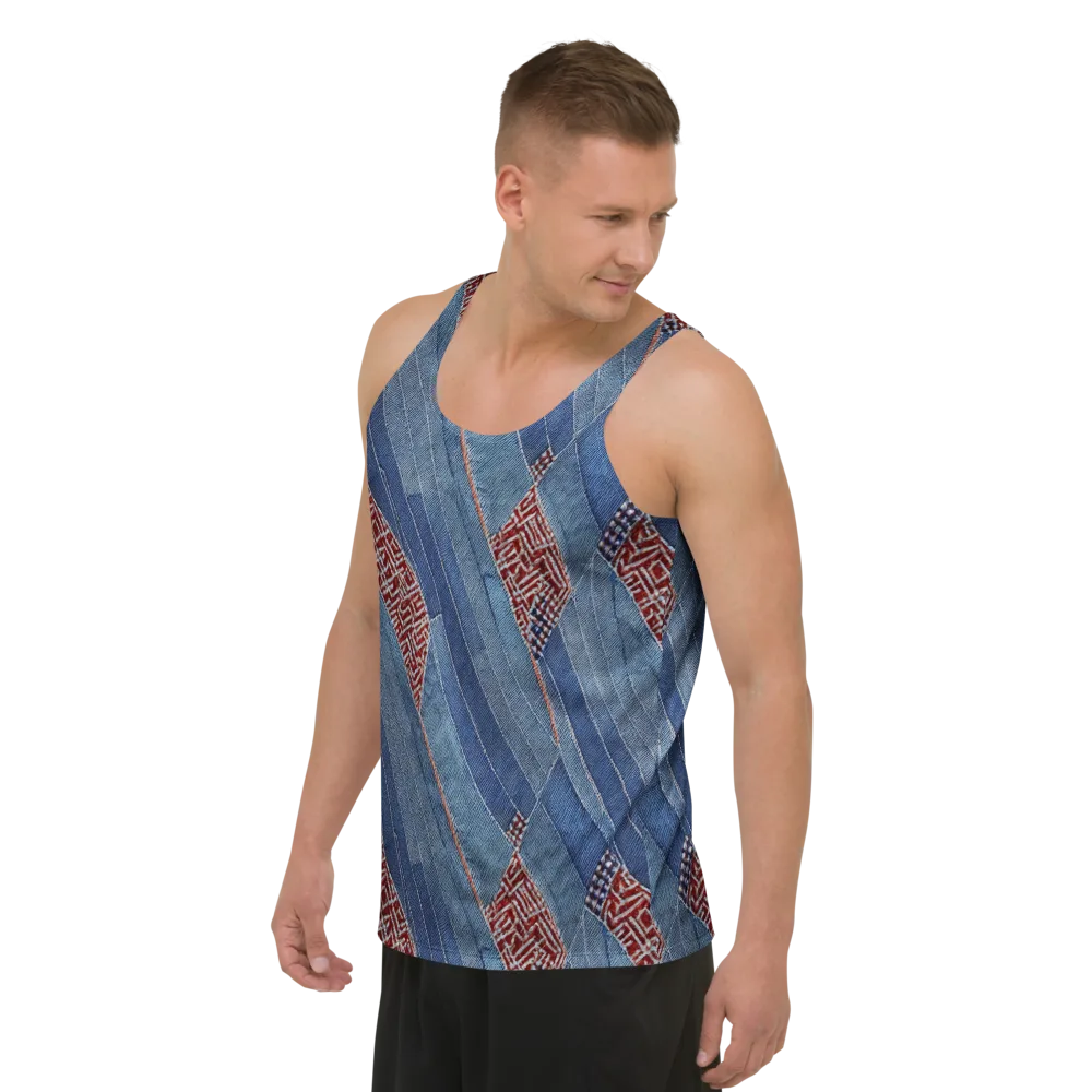 Denim Labyrinth on Men's Tank Top — Left Front