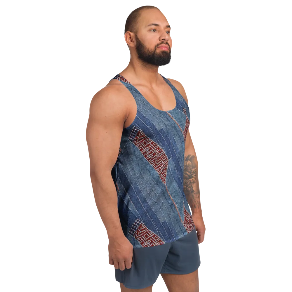 Denim Labyrinth on Men's Tank Top — Right Front