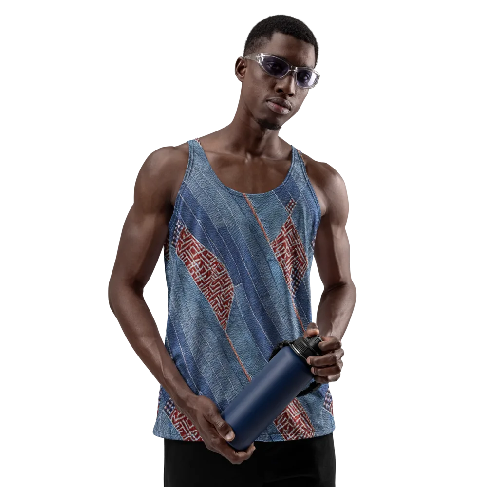 Denim Labyrinth on Men's Tank Top — Front