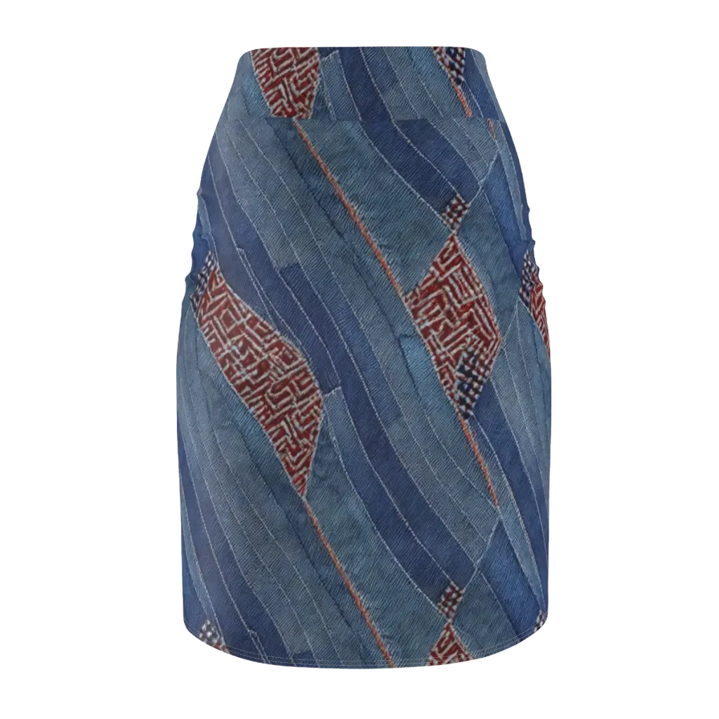 Denim Labyrinth on Pencil Skirt — Back