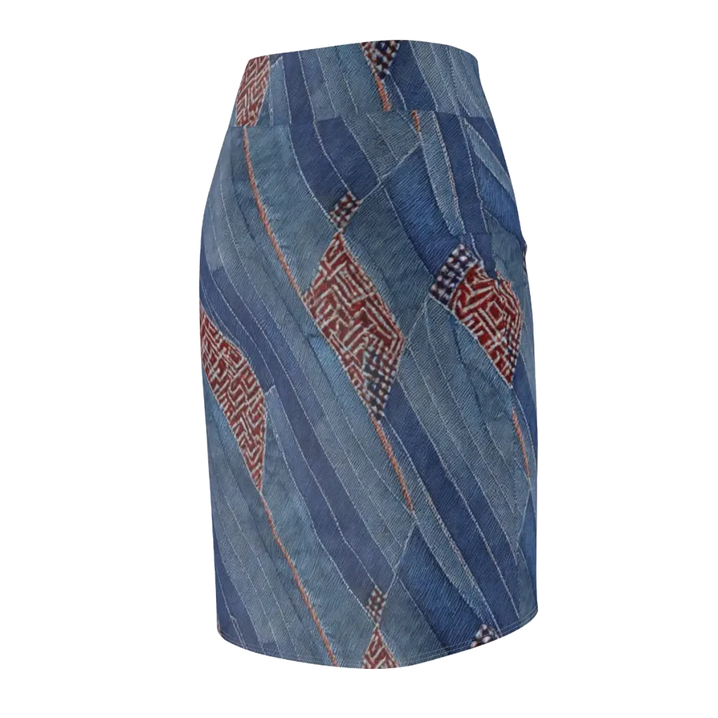 Denim Labyrinth on Pencil Skirt — Back Side