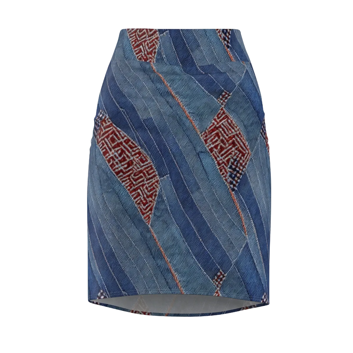 Denim Labyrinth on Pencil Skirt — Front
