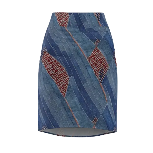 Denim Labyrinth on a Pencil Skirt