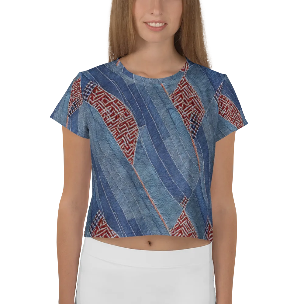 Denim Labyrinth on Crop Tee — Front