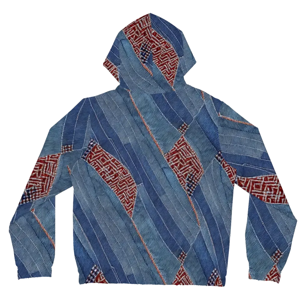 Denim Labyrinth on Women's Full-Zip Hoodie — Back