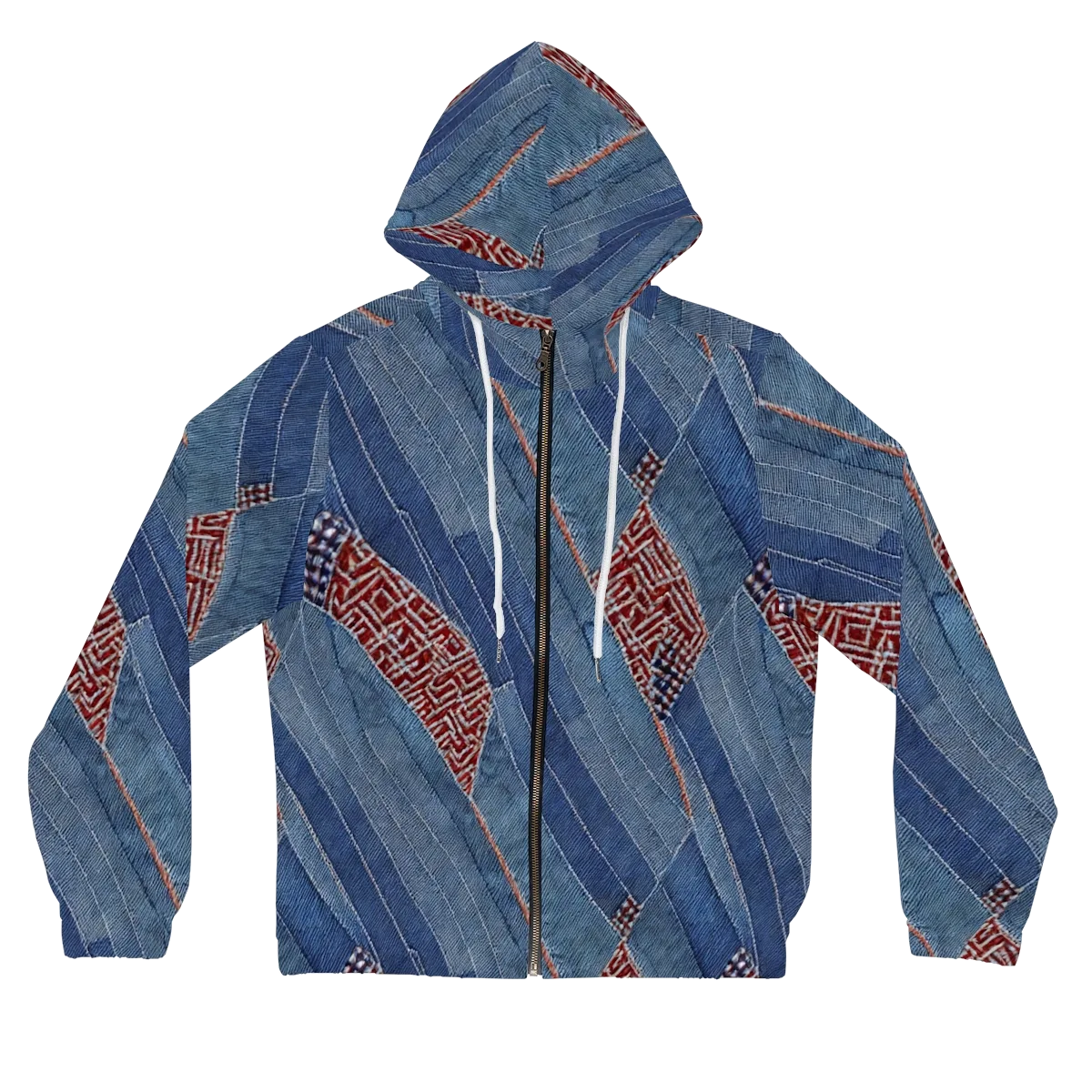 Denim Labyrinth on Women's Full-Zip Hoodie — Front