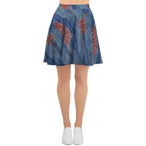 Denim Labyrinth on a Skater Skirt
