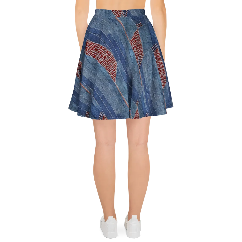 Denim Labyrinth on Skater Skirt — Back