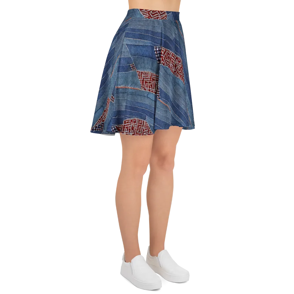 Denim Labyrinth on Skater Skirt — Right
