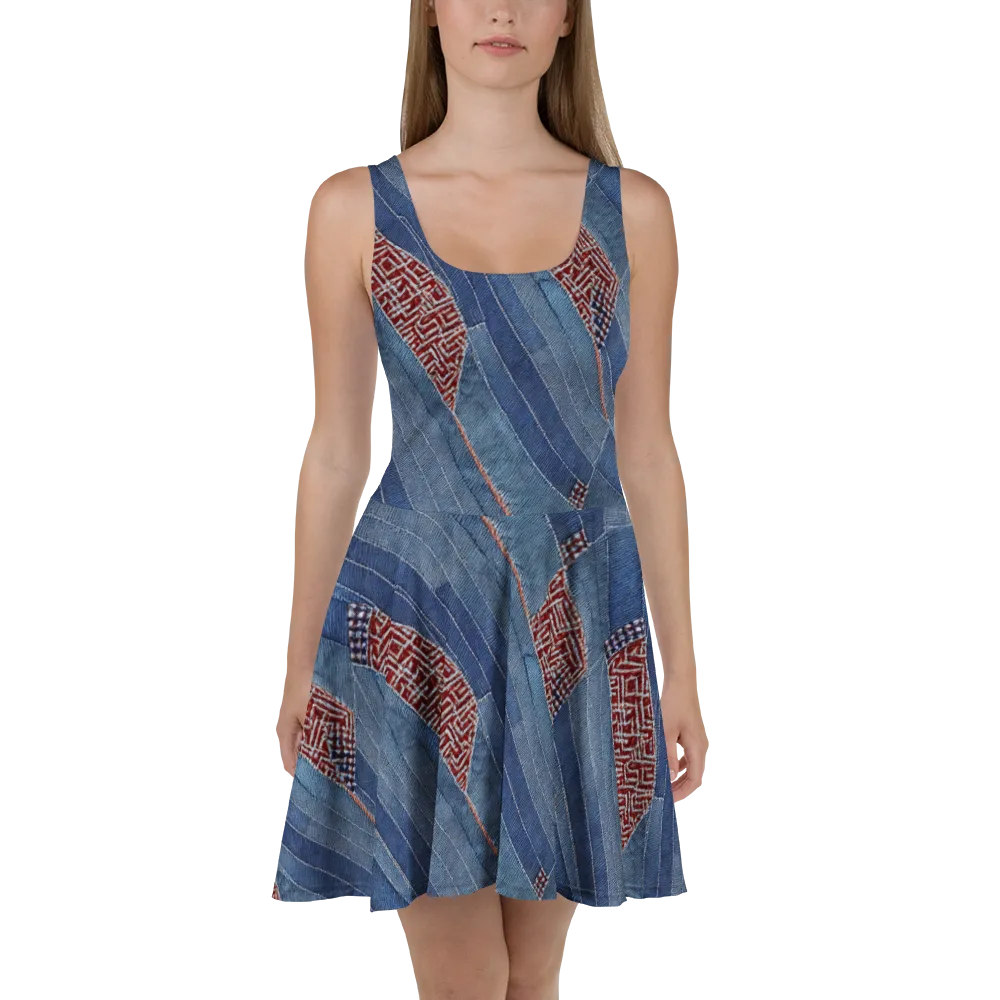 Denim Labyrinth on Skater Dress — Front