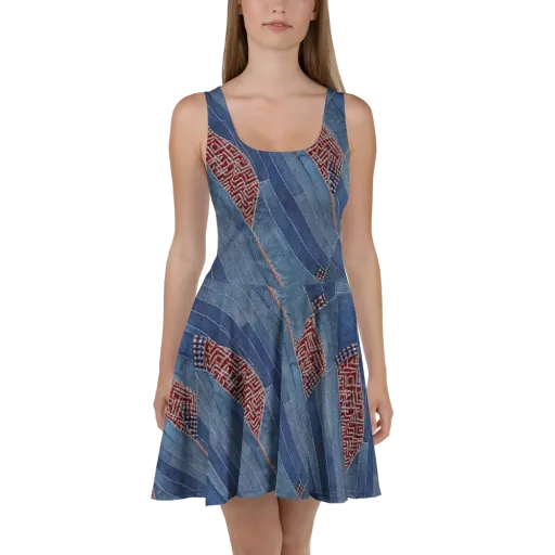 Denim Labyrinth on a Skater Dress
