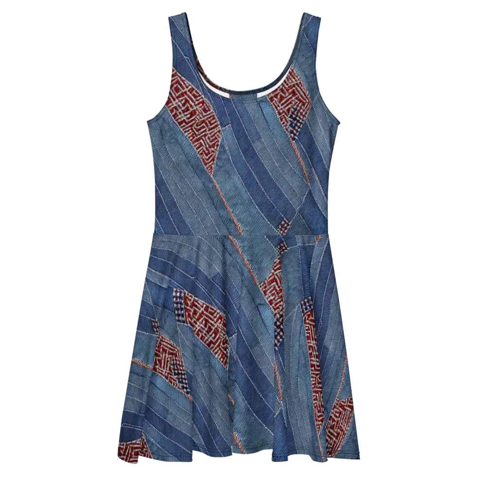 Denim Labyrinth on Skater Dress — Front