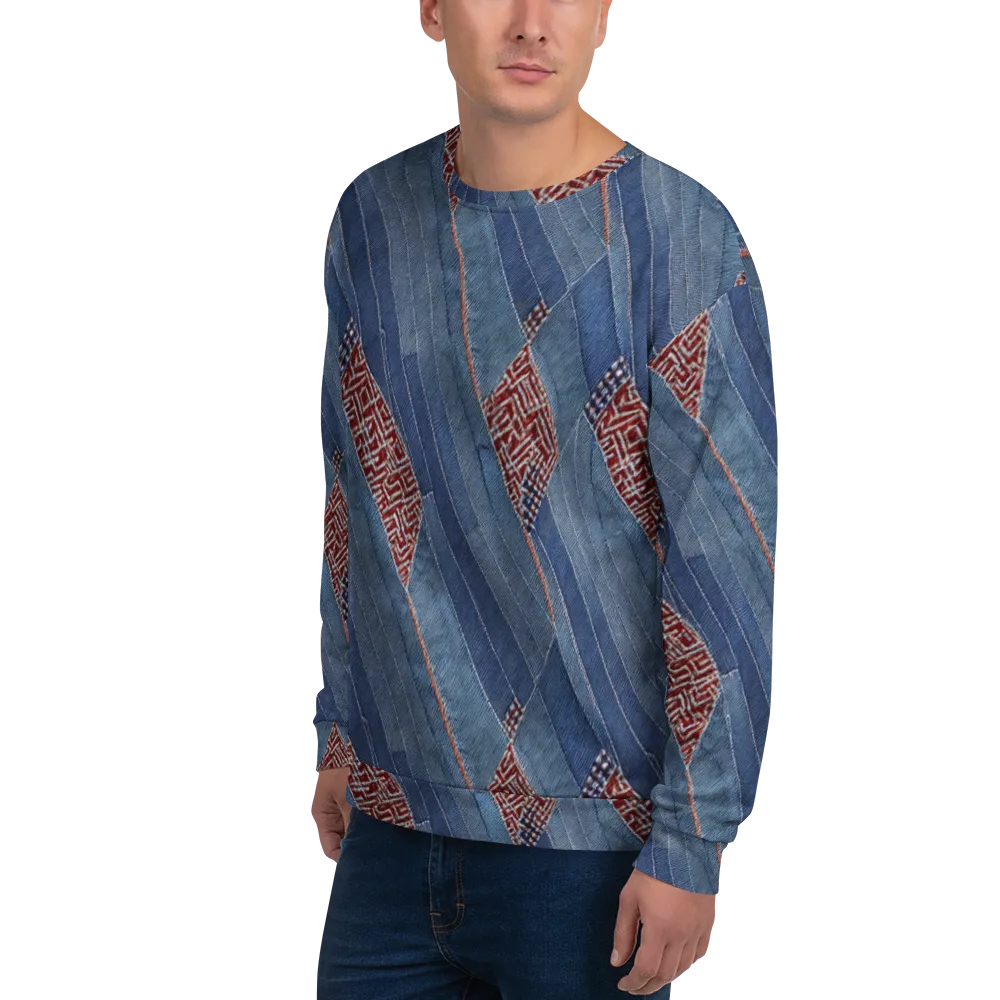 Denim Labyrinth on Sweatshirt — Left Front