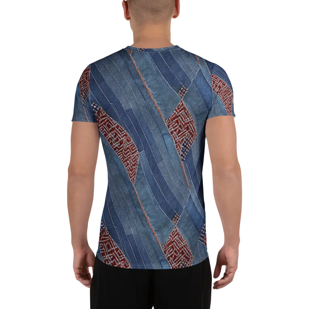 Denim Labyrinth on Men's Athletic T-Shirt — Back