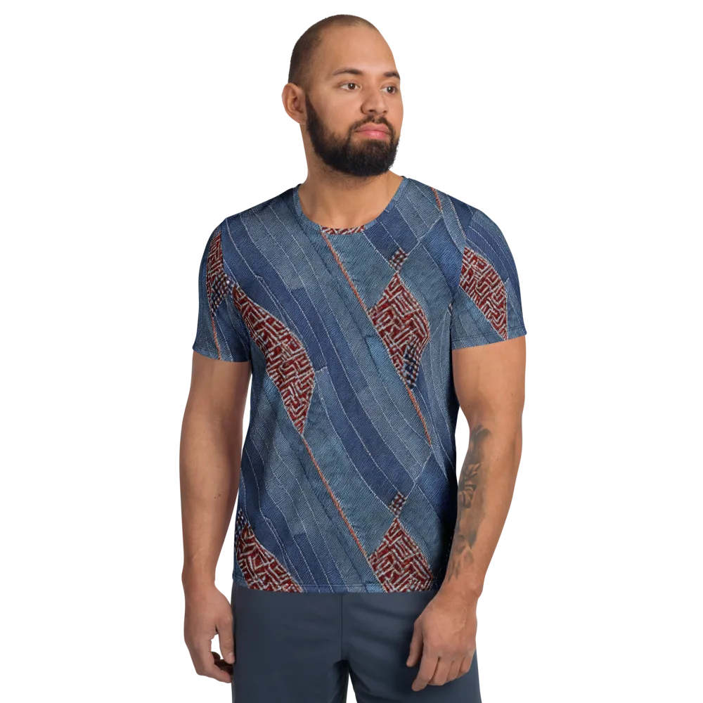 Denim Labyrinth on Men's Athletic T-Shirt — Front