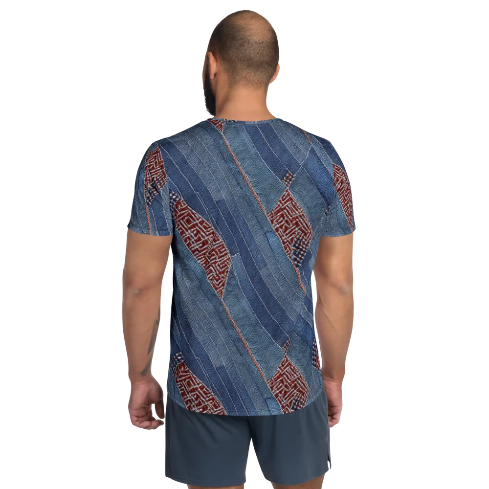 Denim Labyrinth on Men's Athletic T-Shirt — Back