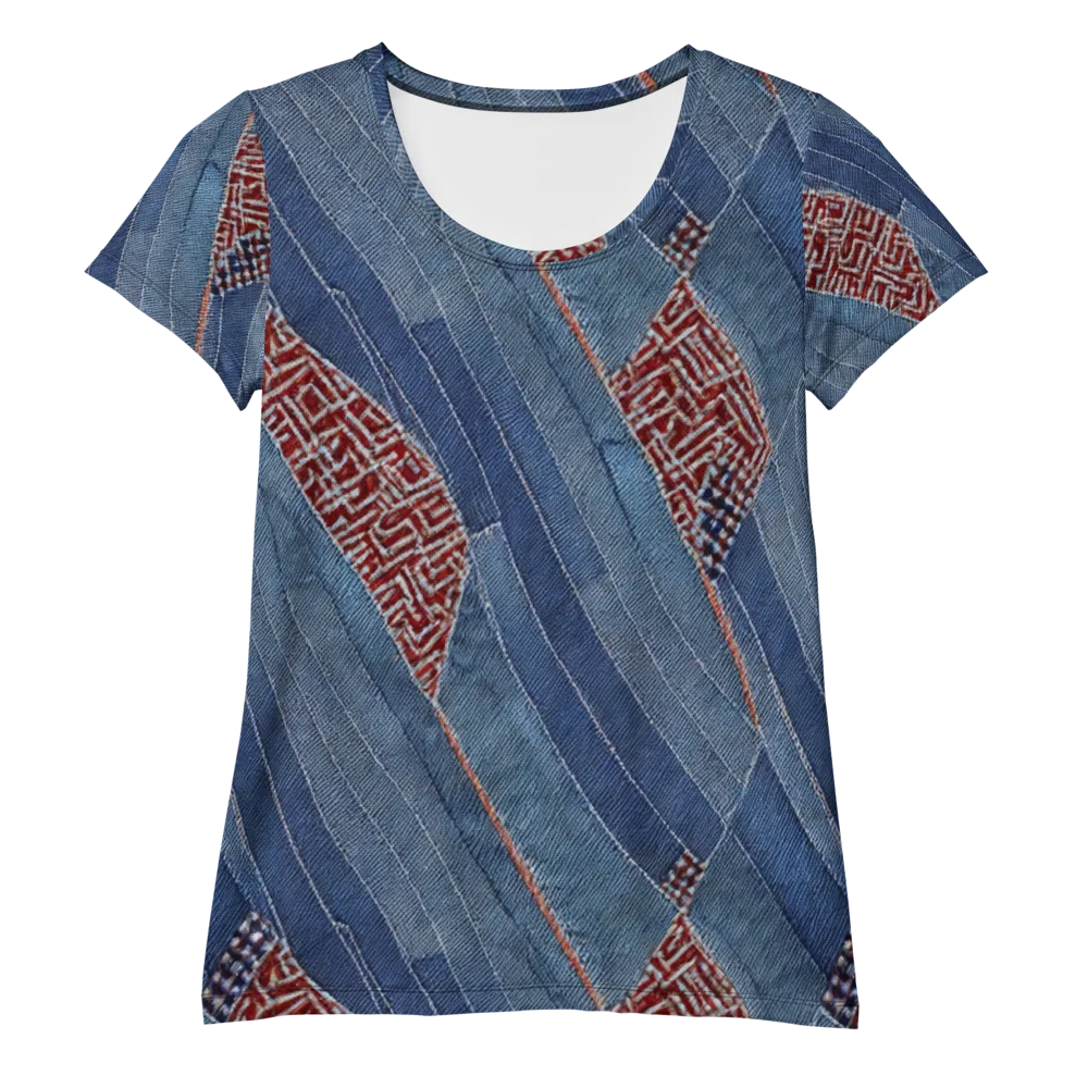 Denim Labyrinth on Women's Athletic T-Shirt — Front