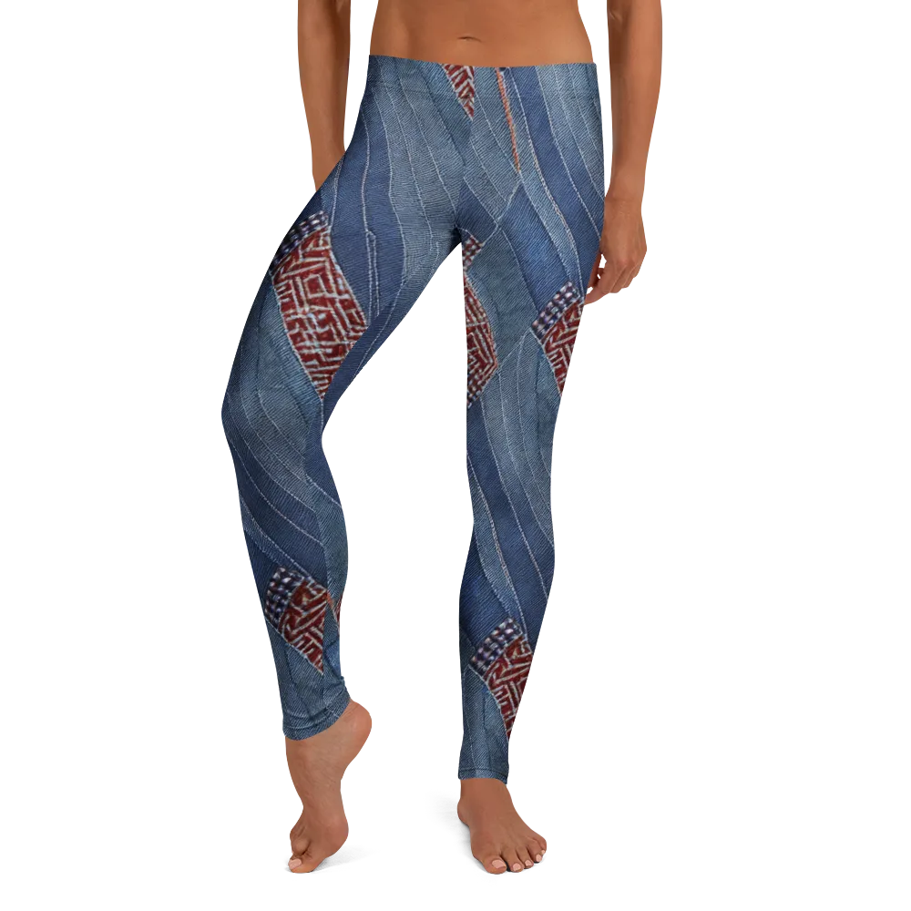 Denim Labyrinth on Leggings — Front