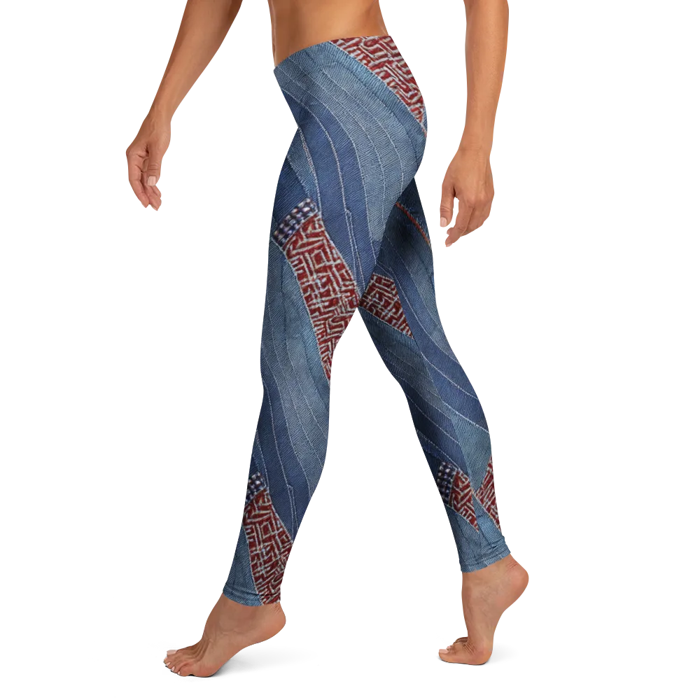 Denim Labyrinth on Leggings — Left