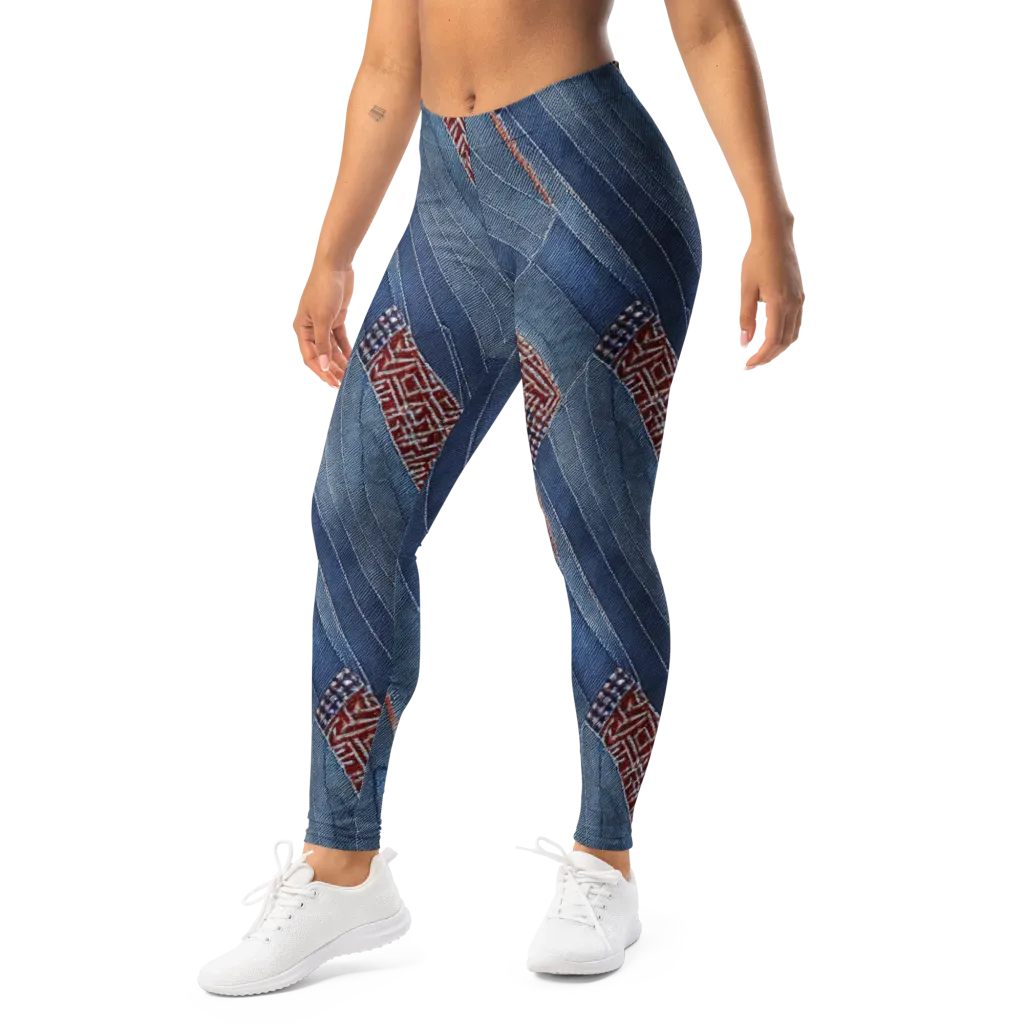 Denim Labyrinth on Leggings — Left Front
