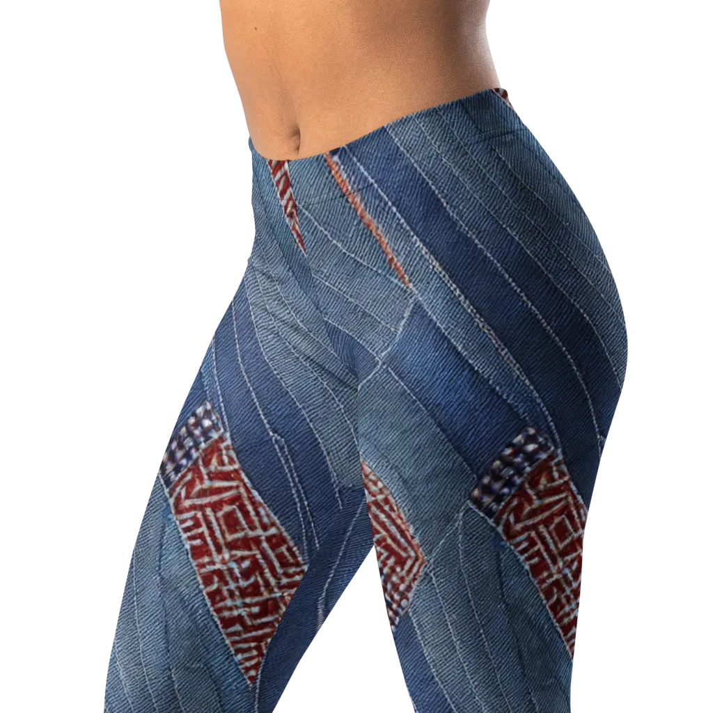 Denim Labyrinth on Leggings — Left Front