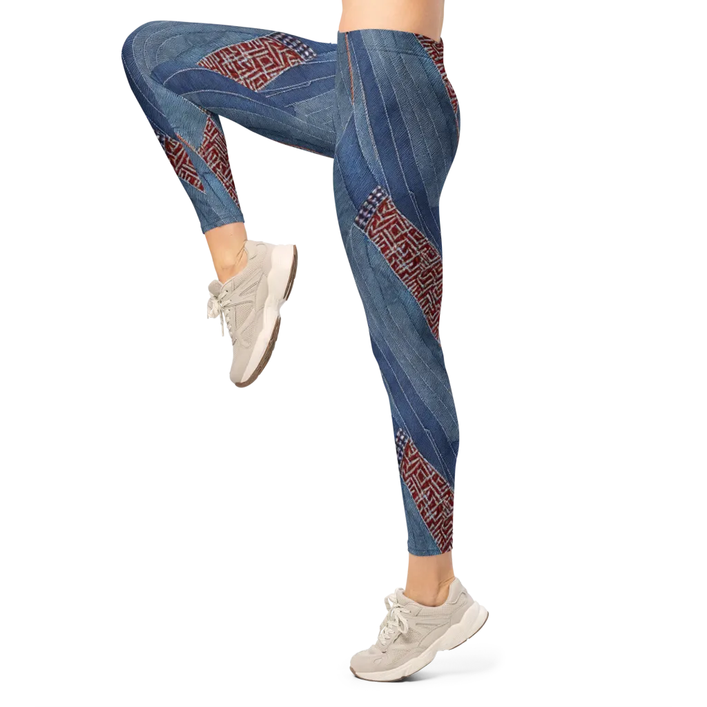 Denim Labyrinth on Leggings — Left