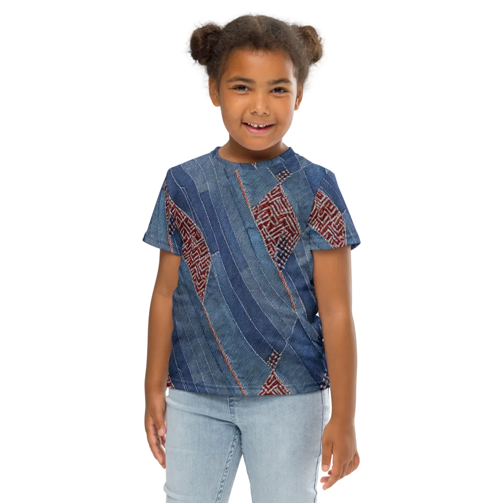 Denim Labyrinth on Kids Crew Neck T-Shirt — Front