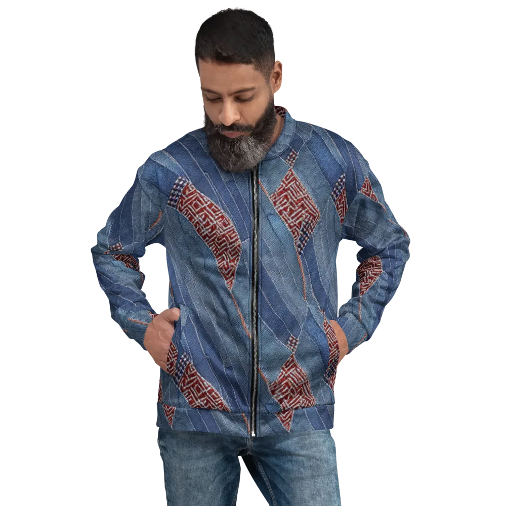 Denim Labyrinth on Bomber Jacket — Front