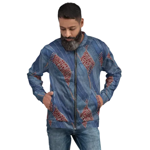 Denim Labyrinth on a Bomber Jacket