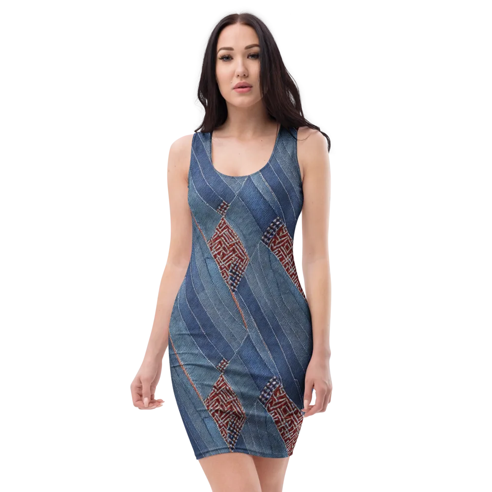 Denim Labyrinth on Bodycon Dress — Front