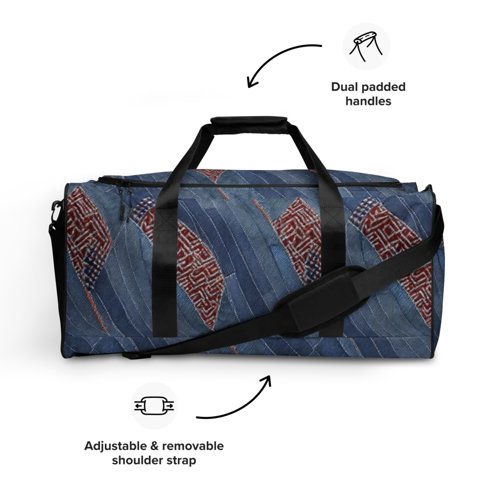 Denim Labyrinth on Duffle Bag — Front