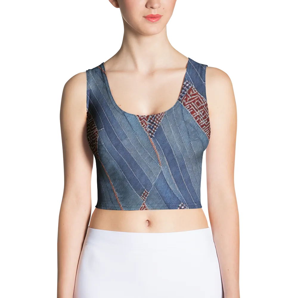 Denim Labyrinth on Crop Top — Front