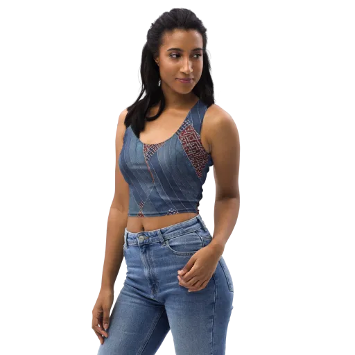 Denim Labyrinth on a Crop Top