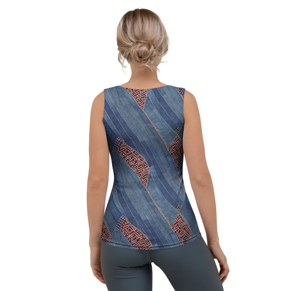 Denim Labyrinth on Women's Tank Top — Back