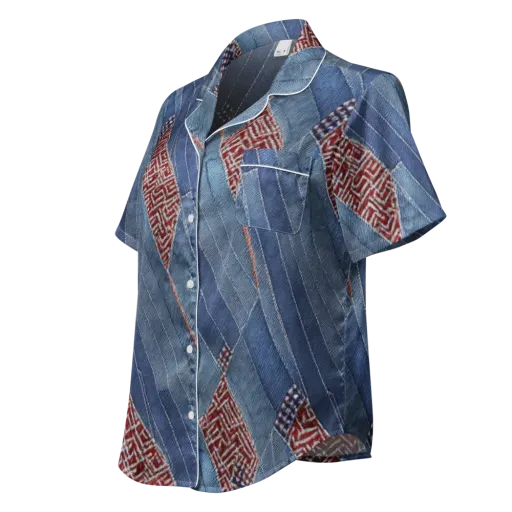 Denim Labyrinth on a Women's Short Sleeve Pajama Top