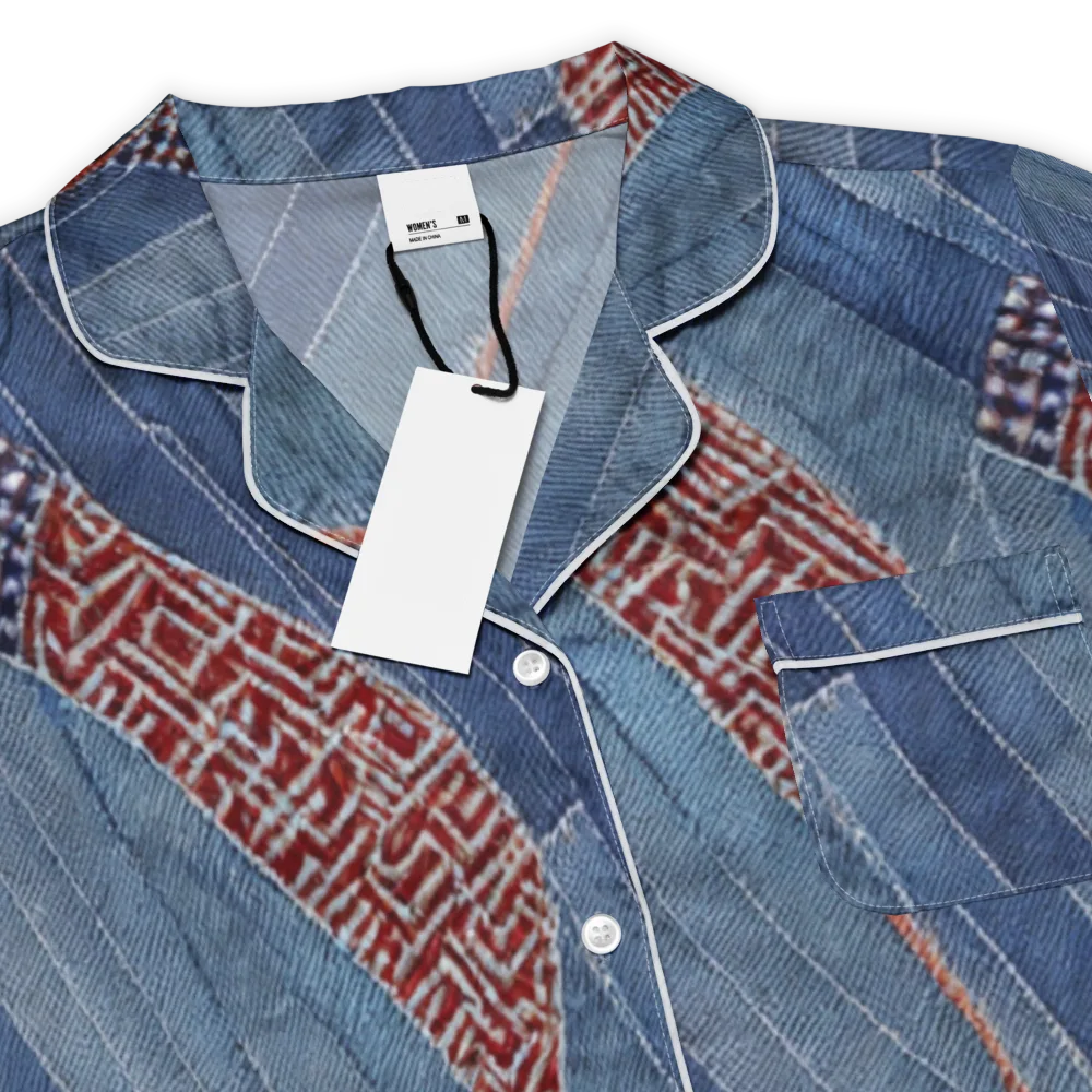 Denim Labyrinth on Women's Short Sleeve Pajama Top — Product details