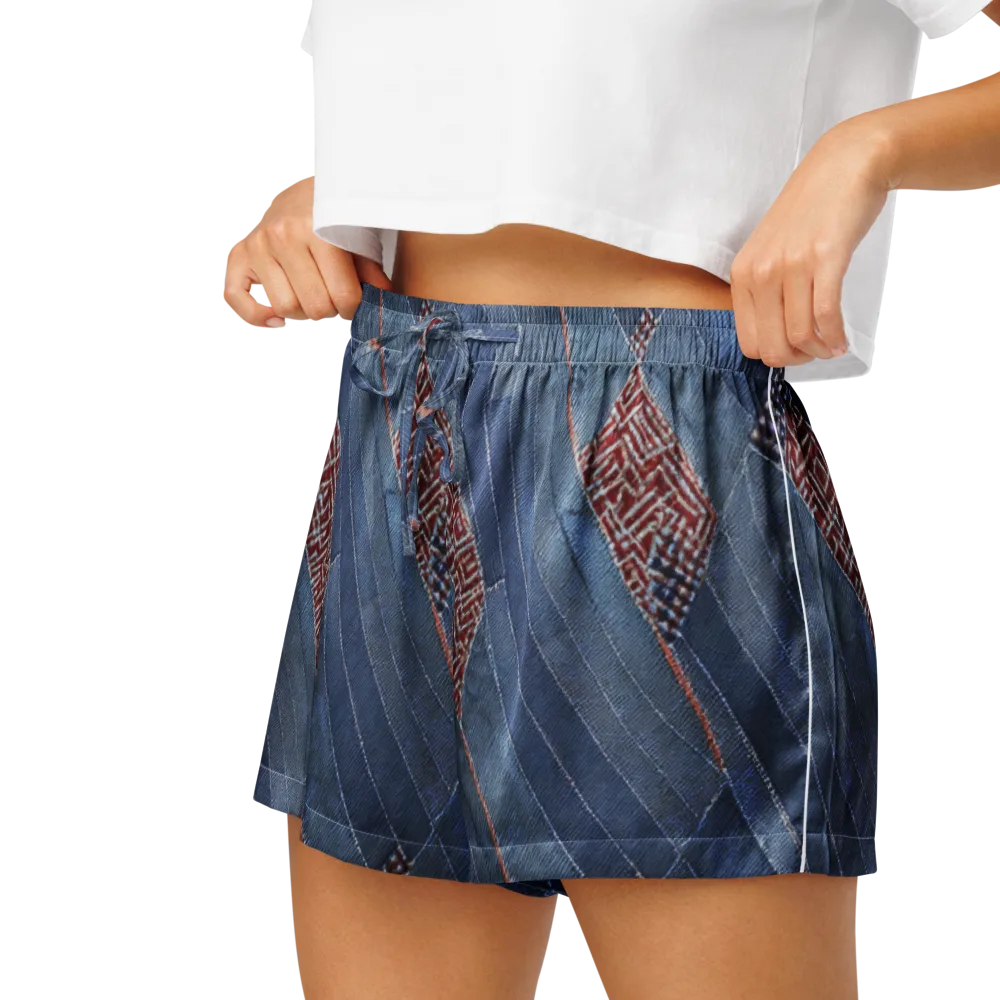 Denim Labyrinth on Women's Pajama Shorts — Left