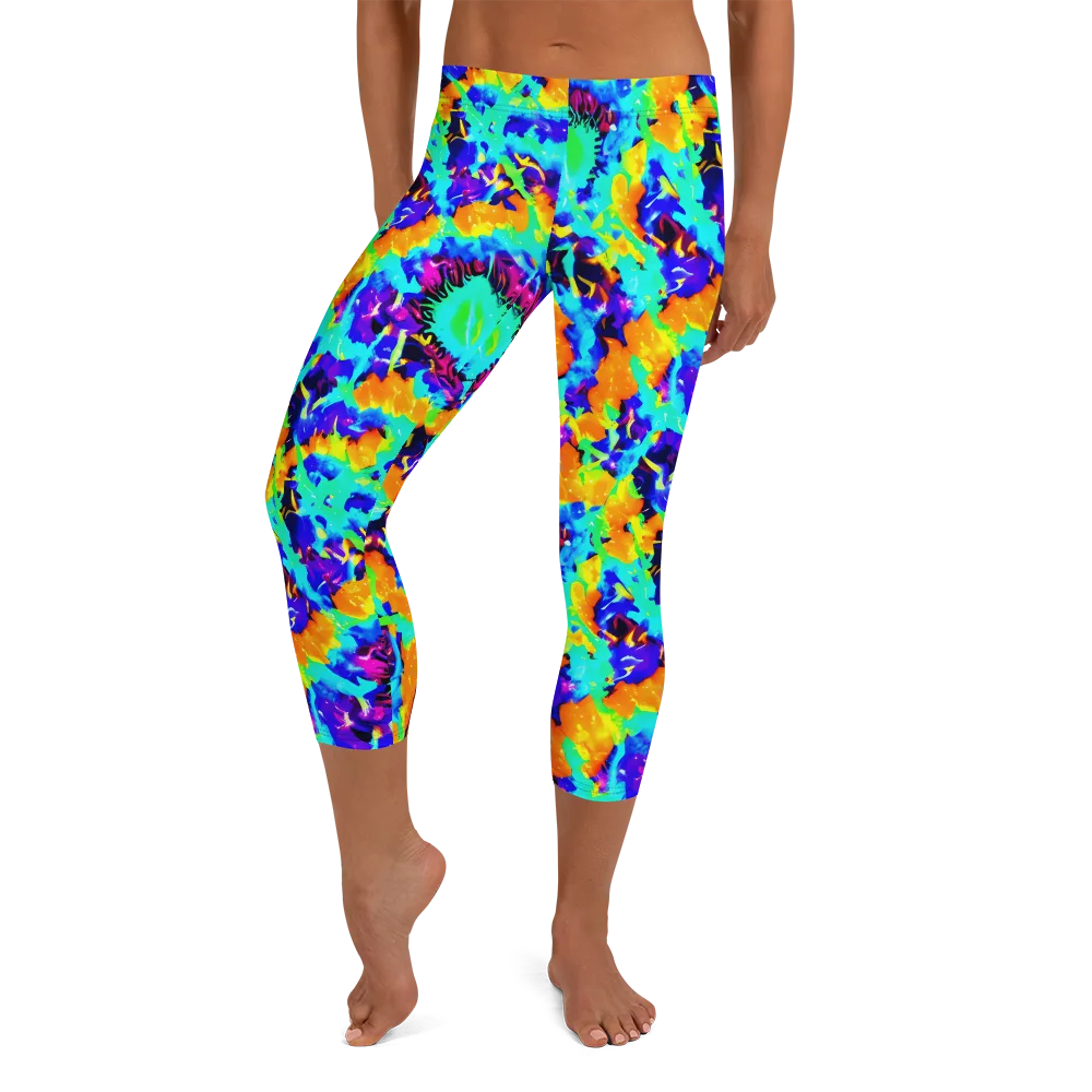 Vivid Reverie on Capri Leggings — Front