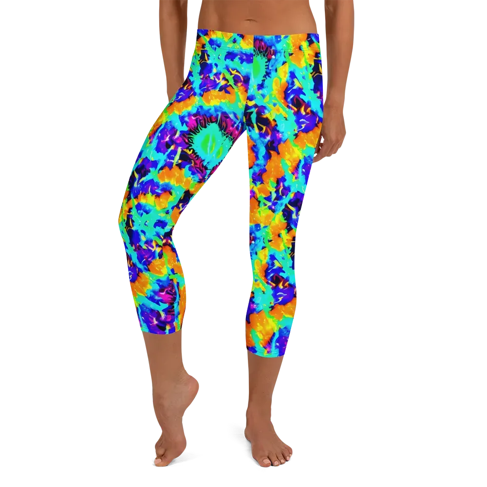 Vivid Reverie on Capri Leggings — Front