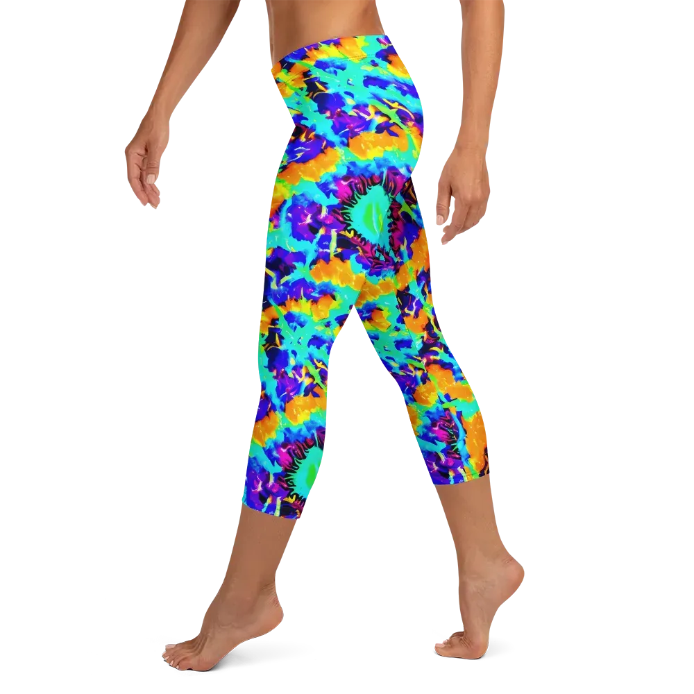 Vivid Reverie on Capri Leggings — Left