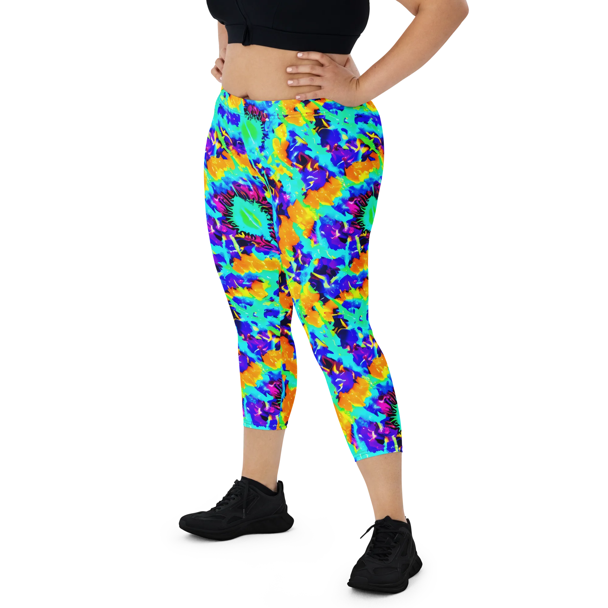 Vivid Reverie on Capri Leggings — Front