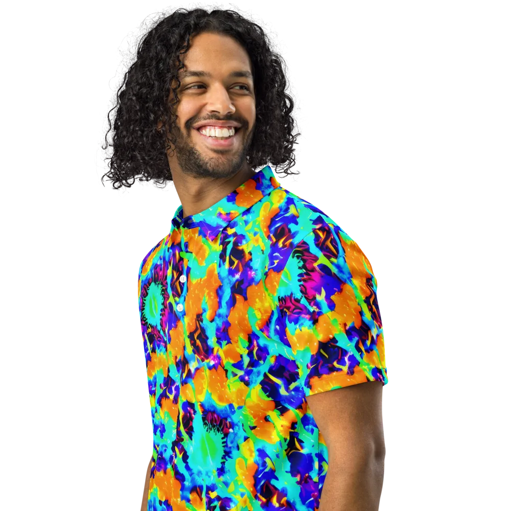 Vivid Reverie on Men's Slim Fit Polo Shirt — Left Front