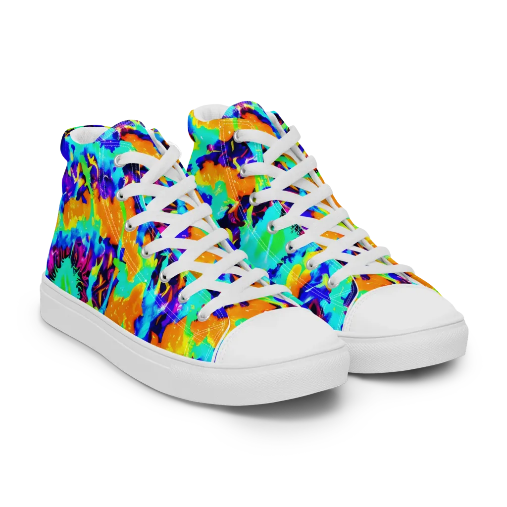 Vivid Reverie on Men's High Top Canvas Shoes — Right Front