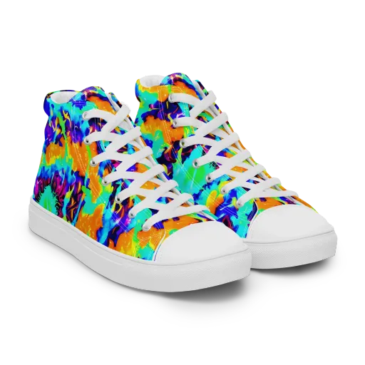 Vivid Reverie on a Men's High Top Canvas Shoes
