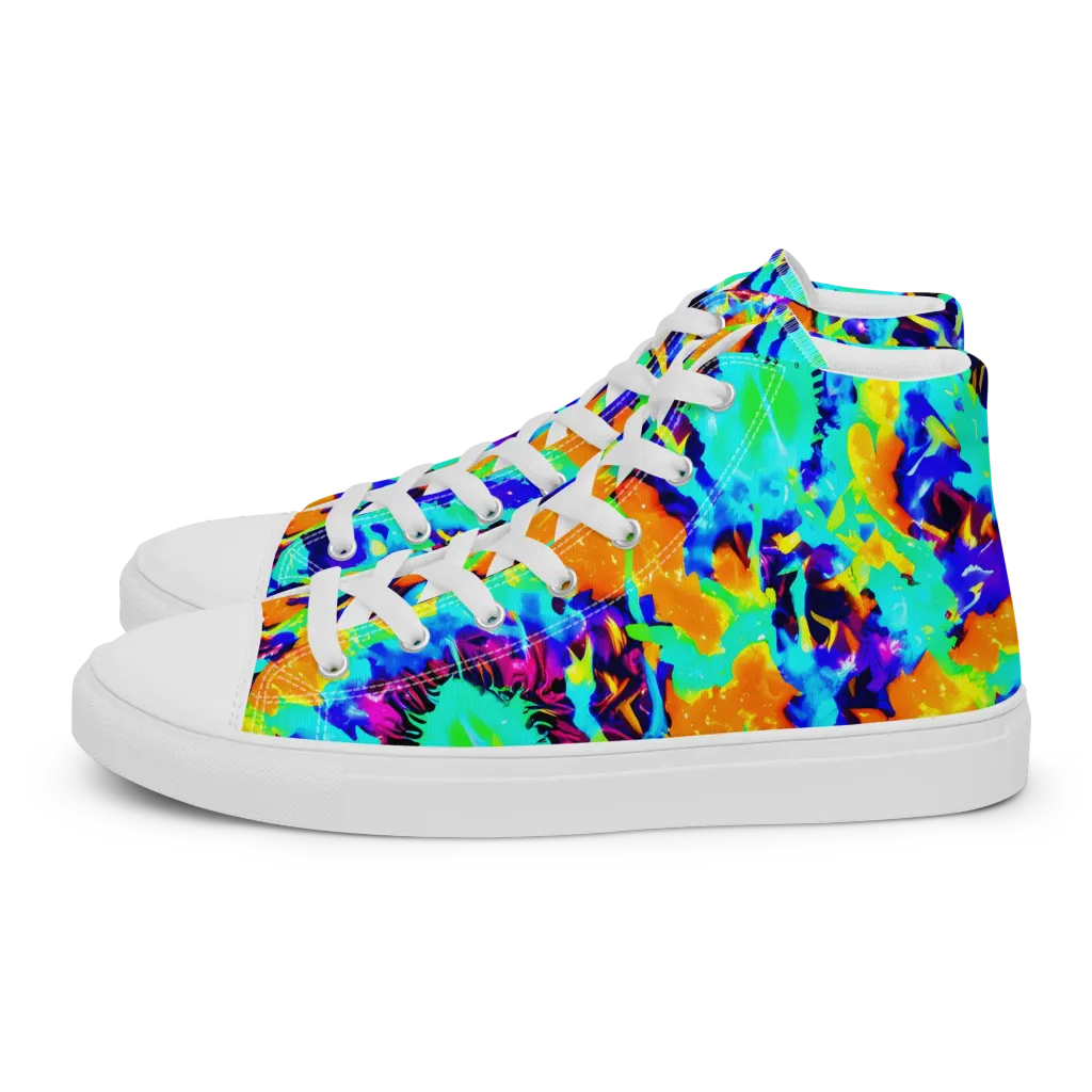 Vivid Reverie on Men's High Top Canvas Shoes — Left