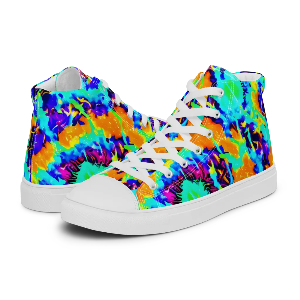 Vivid Reverie on Men's High Top Canvas Shoes — Left