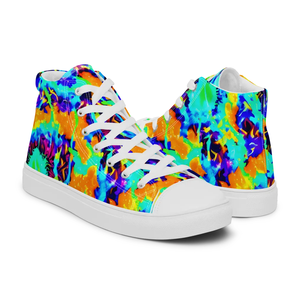 Vivid Reverie on Men's High Top Canvas Shoes — Right