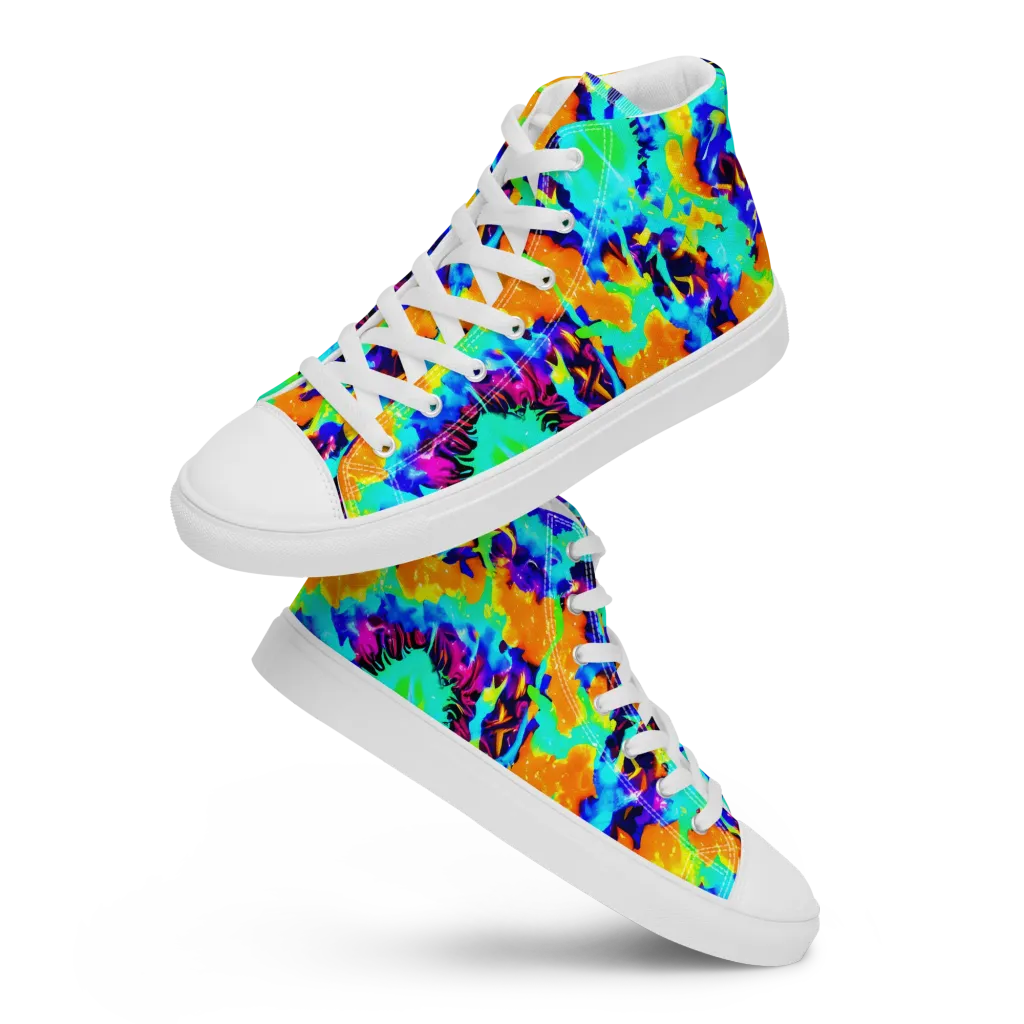 Vivid Reverie on Men's High Top Canvas Shoes — Front